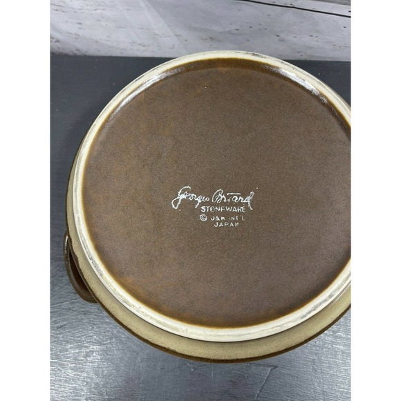 Mid Century 2 Qt Handled Brown Round Covered Casserole Georges Briard with Lid - Picture 9 of 12